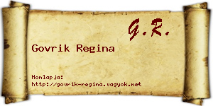Govrik Regina névjegykártya